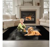 Générique Tapis Salon Lavable Doux Animal Loup en Colère 180 x 240 cm Antidérapant, à Poils Courts, Lavable Tapis Décoratif Noir, pour Salon Chambre à Coucher Bureau