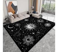 Générique Tapis Salon Lavable Doux Corps Célestes Planètes Étoiles 140 x 200 cm Antidérapant, à Poils Courts, Lavable Tapis Décoratif Noir, pour Salon Chambre à Coucher Bureau