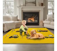 Générique Tapis Salon Lavable Doux Voiture Jouet De Dessin Animé Simple 180 x 240 cm Antidérapant, à Poils Courts, Lavable Tapis Décoratif Jaune, pour Salon Chambre à Coucher Bureau