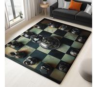 Générique Tapis Salon Lavable Échecs Noirs 60x120 cm Tapis Impression 3D pour Chambre de Fille - Poil Ras de Salle a Manger Crèche Salle de Jeux