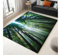 Générique Tapis Salon Lavable en Machine Tapis Poils Courts Paysage Naturel Forêt Soleil Moquette, pour Chambre et Salon Cuisine Lavable Dessous Doux antidérapant Paillasson Durable - Vert 120x170 CM