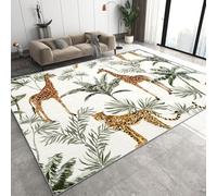 Générique Tapis Salon Lavable Forêt Tropicale 50x80 cm Moquette Interieur, Girafe éléphant Doux Antidérapant Flanelle Tapis pour Salon Chambre à Coucher d'enfant Entrée D-105