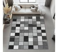 Générique Tapis Salon Lavable Gris 60x90 cm, Carré Mosaïque Texture Imprimé Pile Courte et Douce Antidérapant Rectangulaire Tapis pour Chambre Les Salons et Les Couloirs