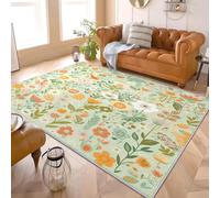Générique Tapis Salon Lavable Machine 60x90 cm ImpriméS Floraux Frais Moderne Tapis Décoratif Résistant Antidérapant Vert pour Salle Manger Cuisine Salon Canapé Chambre Enfants