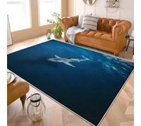 Générique Tapis Salon Lavable Machine 80x150 cm Gros Plan sur Un Requin de Mer Moderne Tapis Décoratif Résistant Antidérapant Bleu pour Salle Manger Cuisine Salon Canapé Chambre Enfants