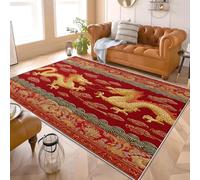 Générique Tapis Salon Lavable Machine 80x150 cm Style Chinois Dragon éLéMents Moderne Tapis Décoratif Résistant Antidérapant Rouge pour Salle Manger Cuisine Salon Canapé Chambre Enfants