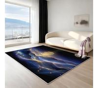 Générique Tapis Salon Lavable Machine - Tapis antidérapant Moelleux Grand Format, Tapis entrée Chambre Cuisine Doux, 60 X 120 cm, Mystérieux Profond Montagnes, Or Bleu