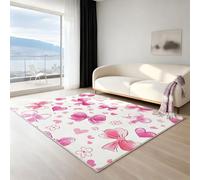 Générique Tapis Salon Lavable Machine - Tapis antidérapant Moelleux Grand Format, Tapis entrée Chambre Cuisine Doux, 60 X 120 cm, Illustration Amour nœud, Rose