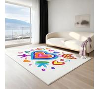 Générique Tapis Salon Lavable Machine - Tapis antidérapant Moelleux Grand Format, Tapis entrée Chambre Cuisine Doux, 140 X 200 cm, Fantaisiste Enfants Amour, Coloré