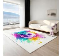 Générique Tapis Salon Lavable Machine - Tapis antidérapant Moelleux Grand Format, Tapis entrée Chambre Cuisine Doux, 60 X 120 cm, Éclaboussure d’Encre 3D Mouvement, Blanc