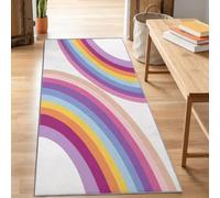 Générique Tapis Salon Lavable Moderne Minimaliste Irisé Rayé, Doux Antidérapant Tapis de Passage Couloir, Cuisine, Entrée, Adulte Enfant Chambre, Descente de Lit Decoration 60 x 120 cm, Blanc