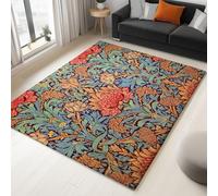 Générique Tapis Salon Lavable Motif Floral William Morris 120 x 180 cm Moquette Interieur Impression 3D, Vert Doux Antidérapant Flanelle Tapis, pour Salon Chambre à Coucher d'enfant Entrée
