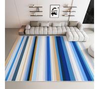 Générique Tapis Salon Lavable Rayures Bleues et Blanches 160x230cm Tapis Poil Ras Intérieur Moderne, Antidérapant et Résistant, Décoration pour Chambre Cuisine Bureau Maison