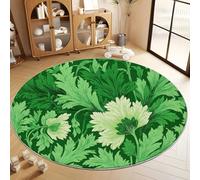 Générique Tapis Salon Lavable Rond Feuilles Florales Style William Morris 160 cm Moquette Rond Interieur, Vert Doux Antidérapant Flanelle Tapis pour Salon Chambre à Coucher d'enfant Entrée