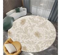 Générique Tapis Salon Lavable Rond Fleurs De William Morris 160 cm Moquette Rond Interieur, Beige Doux Antidérapant Flanelle Tapis pour Salon Chambre à Coucher d'enfant Entrée