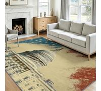 Générique Tapis Salon Lavable Vintage Salle a Manger Couloir, Moquette Chambre Descente de Lit Architecture Capitole, Grand Tapis de Sol Lavable en Machine 160x230 cm, Antidérapant et Résistant