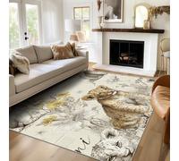 Générique Tapis Salon Léopard Fleur 120x170 cm, Tapis Guépard Vintage pour Chambre, Moquette Antidérapant Lavable à Poils Ras, Paillasson Décor à La Maison C13