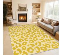 Générique Tapis Salon Léopard Jaune 140x200 cm, Tapis Impression Guépard pour Chambre, Moquette Antidérapant Lavable à Poils Ras, Paillasson Décor à La Maison C29