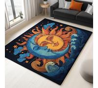 Générique Tapis Salon Les Corps Célestes Le Soleil La Lune - Tapis Antidérapant Durable Et Non-Fussel Multicolore, Moquette Polyester, Moquette Chambrepour Couloir Patio Cuisine Porche 120 X 170 Cm