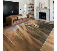 Générique Tapis Salon Lionne, Grand Tapis Motif Lion Animaux Sauvag Afrique Chambre 120 x 170 cm, Antidérapant Lavable Doux à Poils Ras, Decoration Maison,Brun O-fd1