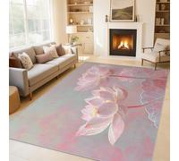 Générique Tapis Salon Lotus Rose, Tapis Feuille de Lotus, Poils Antidérapant Courts Doux Moquette pour Salon Chambre Bureau pour Un Nettoyage Facile 240 x 340 cm P-&72