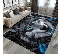 Générique Tapis Salon Loup 180x240 cm, Tapis Animaux Mystérieux pour Chambre, Moquette Antidérapant Lavable à Poils Ras, Paillasson Décor À La Maison