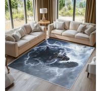 Générique Tapis Salon Loup Coup de Foudre, Tapis Chambre Imprimé Animaux Sauvages, Doux Flanelle Poil Court 50x80 cm - Lavable Antidérapant Paillasson H-48