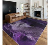 Générique Tapis Salon Loup Yin Yang, Tapis Attrape-Rêves Plumes, Poils Antidérapant Courts Doux Moquette pour Salon Chambre Bureau pour Un Nettoyage Facile 200 x 300 cm P-&73