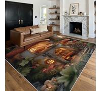 Générique Tapis Salon Maison Champignon, Tapis Monde des Contes de Fées, Poils Antidérapant Courts Doux Moquette pour Salon Chambre Bureau pour Un Nettoyage Facile 120x170 cm P-&71