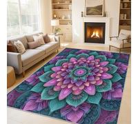 Générique Tapis Salon Mandala Bohème, Tapis Ethnique Hippie, Poils Antidérapant Courts Doux Moquette pour Salon Chambre Bureau pour Un Nettoyage Facile 200x290 cm P-&90