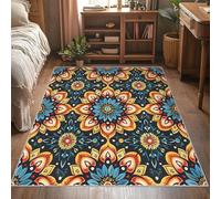 Générique Tapis Salon Mandala Floral, Tapis Ethnique Bohème, Poils Antidérapant Courts Doux Moquette pour Salon Chambre Bureau pour Un Nettoyage Facile 180 x 240 cm P-&121