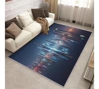Générique Tapis Salon Manhattan, Tapis Scène Nocturne Gratte-Ciel, Poils Antidérapant Courts Doux Moquette pour Salon Chambre Bureau pour Un Nettoyage Facile 140 x 200 cm P-&104