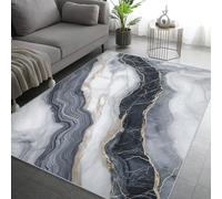 Générique Tapis Salon Marbre Or Noir, Tapis Chambre Art Fluide Sables Mouvant, Doux Flanelle Poil Court 60x110 cm - Lavable Antidérapant Paillasson H-9