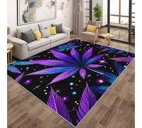 Générique Tapis Salon Marijuana Violet, Tapis Chambre Feuille Cannabis Mauvaises Herbes, Doux Flanelle Poil Court 80x150 cm - Lavable Antidérapant Paillasson H-3