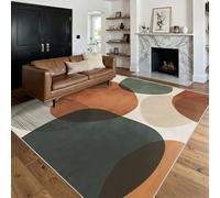 Générique Tapis Salon Milieu du Siècle, Tapis Géométrique Abstrait, Poils Antidérapant Courts Doux Moquette pour Salon Chambre Bureau pour Un Nettoyage Facile 120x120 cm P-&73
