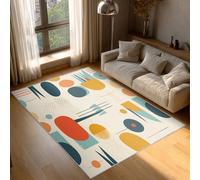 Générique Tapis Salon Milieu du Siècle, Tapis Géométrique Abstrait, Poils Antidérapant Courts Doux Moquette pour Salon Chambre Bureau pour Un Nettoyage Facile 120x170 cm P-&46