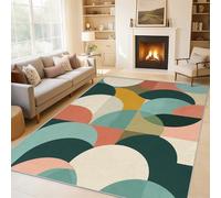Générique Tapis Salon Milieu du Siècle, Tapis Géométrique, Poils Antidérapant Courts Doux Moquette pour Salon Chambre Bureau pour Un Nettoyage Facile 80 x 150 cm P-&70