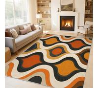 Générique Tapis Salon Milieu du Siècle, Tapis Rétro Années 70, Poils Antidérapant Courts Doux Moquette pour Salon Chambre Bureau pour Un Nettoyage Facile 80 x 150 cm P-&45