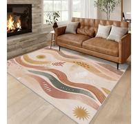 Générique Tapis Salon Milieu du Siècle, Tapis Rétro Années 70, Poils Antidérapant Courts Doux Moquette pour Salon Chambre Bureau pour Un Nettoyage Facile 120x120 cm P-&87