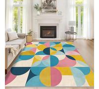 Générique Tapis Salon Minimalisme Moderne 100x150 cm, Tapis Motif Géométriques Colorés Antidérapant Poils Ras Doux Lavable pour Chambre, Moquette Décoration Intérieure QAZ89