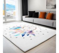Générique Tapis Salon Minimalisme Tapis Antidérapan Imprimé Attrape Rêves Aquarelle Plumes, Ne perd Pas Ses Poils Lavable en Machine pour Chambre à Coucher Salle à Manger Bureau 100 x 160 cm