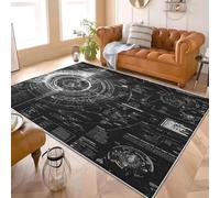 Générique Tapis Salon Moderne 160x230 cm Futur Technologies NuméRiques Poil Ras Lavable en Machine avec Dos Antidérapant Tapis Noir pour Cuisine, Salle à Manger, Bureau et Chambre