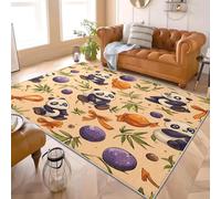 Générique Tapis Salon Moderne 80x150 cm ThèMe Panda Cartoon Poil Ras Lavable en Machine avec Dos Antidérapant Tapis Couleur Orange pour Cuisine, Salle à Manger, Bureau et Chambre