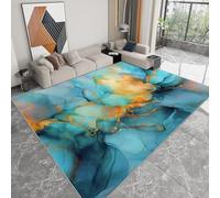 Générique Tapis Salon Moderne À Poils Courts Texture De Marbre De Rêve - Tapis Chambre Doux Moelleux 140 X 200 Cm, Antidérapant Intérieur Moquette, Ne Perd Pas Ses Poils Bleu Vert