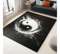 Générique Tapis Salon Moderne Symbole Yin Et Yang en Noir Et Blanc 120x180 cm Tapis Poil Ras Doux Lavable Antidérapant pour Chambre, Salle à Manger, Bureau, Porche Décorer