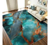 Générique Tapis Salon Moelleux 80 x 150 cm Abstrait Moderne, Moquette Chambre Antidérapant Lavable - Ultra Doux à Poils Ras, Marbre Minéral - Petit Tapis pour Intérieur Salle à Manger, Cuisine, Vert