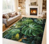Générique Tapis Salon Monstera 80x120 cm, Tapis Feuilles de Plante Botanique Tropical pour Chambre, Moquette Antidérapant Lavable à Poils Ras, Décor à la Maison C&J84