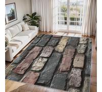 Générique Tapis Salon Mur de Brique 80x150 cm, Tapis Brique Rustique Ferme pour Chambre, Moquette Antidérapant Lavable à Poils Ras, Décor à la Maison C&J89