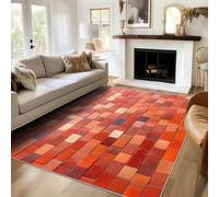 Générique Tapis Salon Mur de Briques Rouge 80x120cm, Ferme Rurale Antidérapant Tapis Doux Poil Ras Lavable en Machine pour Cuisine Bureau Chambre & Salle à Manger X-M6