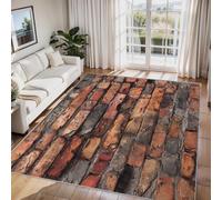 Générique Tapis Salon Mur en Brique Rouge 80x120 cm, Tapis Brique Rustique Ferme pour Chambre, Moquette Antidérapant Lavable à Poils Ras, Décor à la Maison C&J89